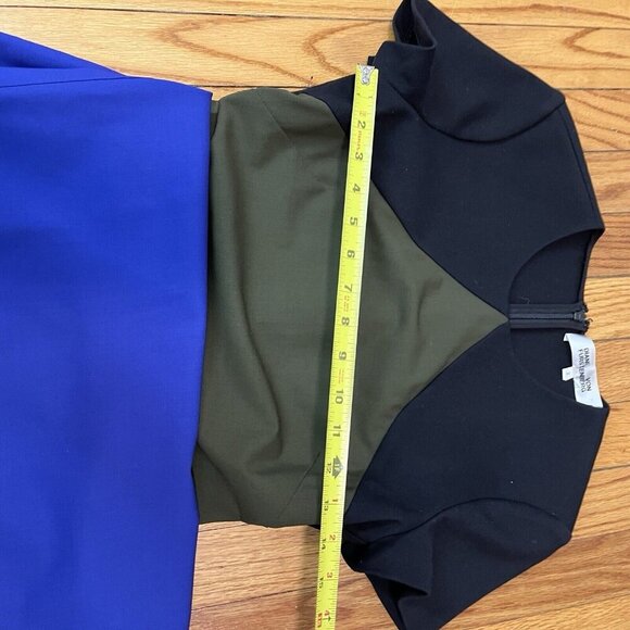 DIANE VON FURSTENBERG Colorblock Tailored Midi Dress In Electric Blue Multi 2 - Picture 9 of 9